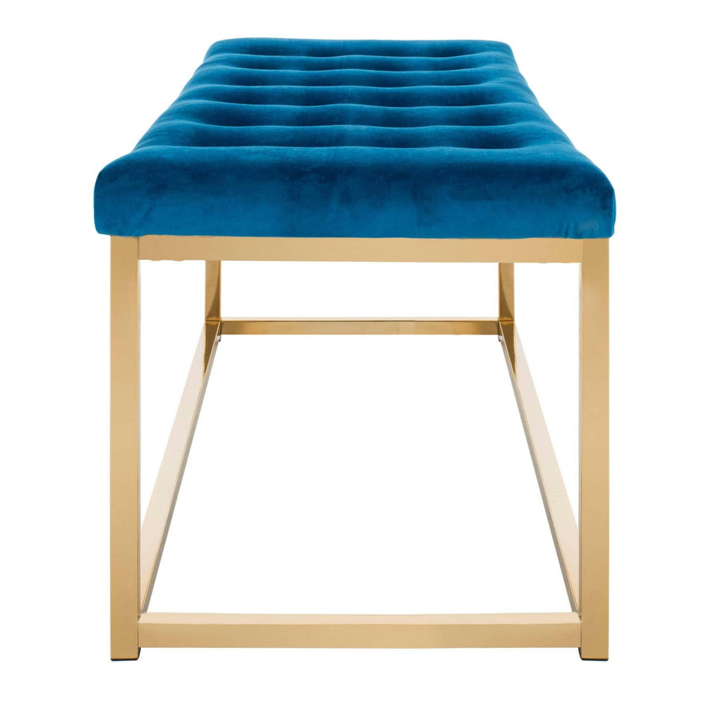 Navy/Brass Velvet Bench H159635