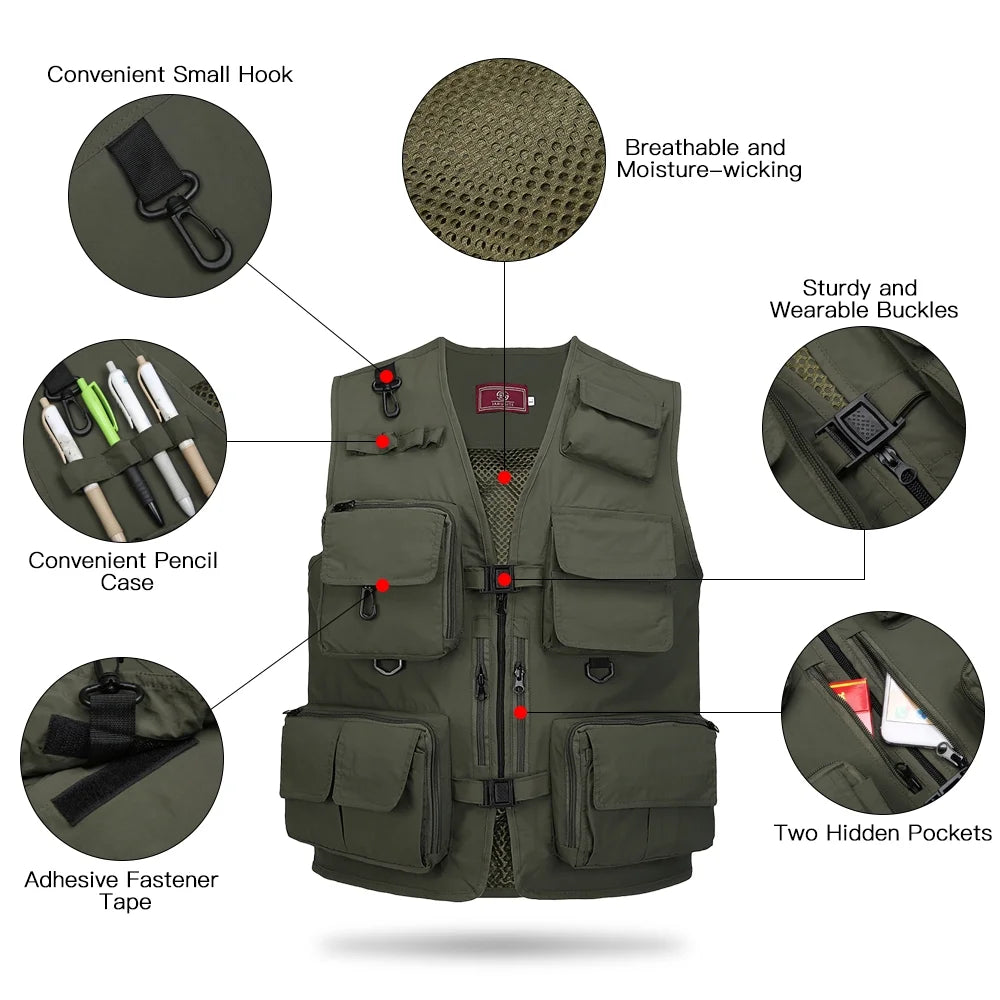 Fishing Photography Mesh Vest Multi Pockets Quick Dry E303596