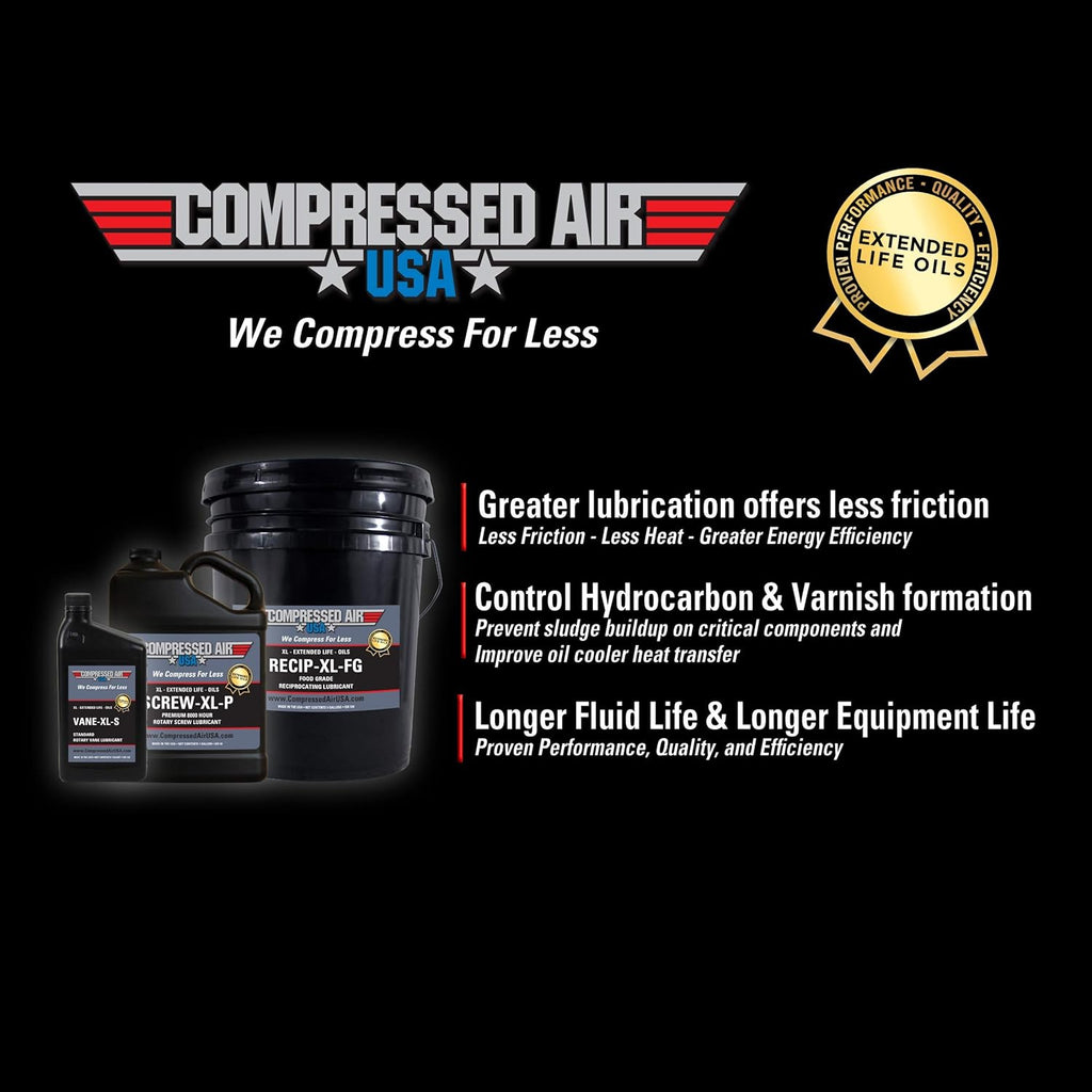Food Grade 6000 Hour Reciprocating Air Compressor Lubricating Oil (1 Quart) Pack of 2 N76389