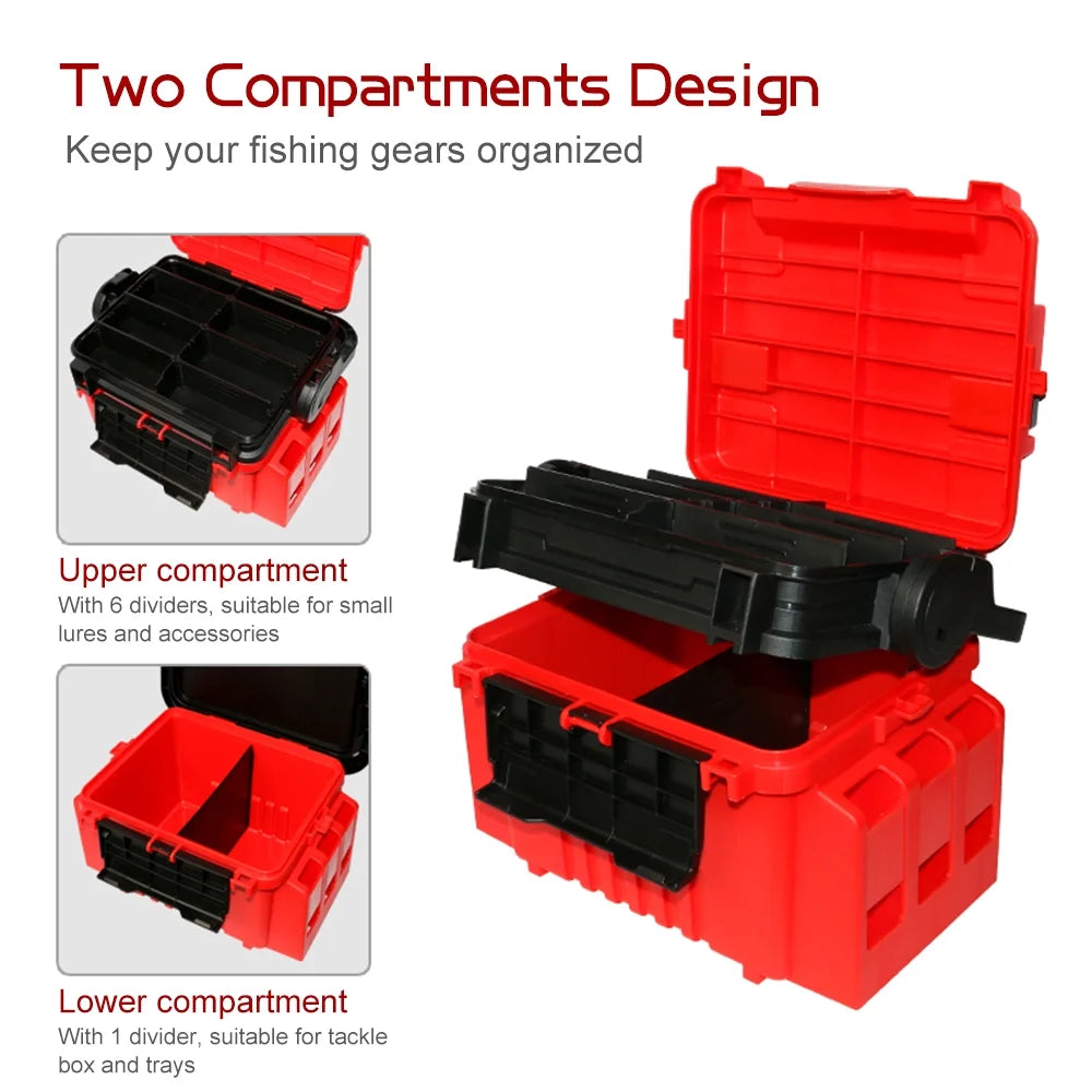 Fishing Box Travel Case with Bottle Holder and Rod Stands Tubes C25481