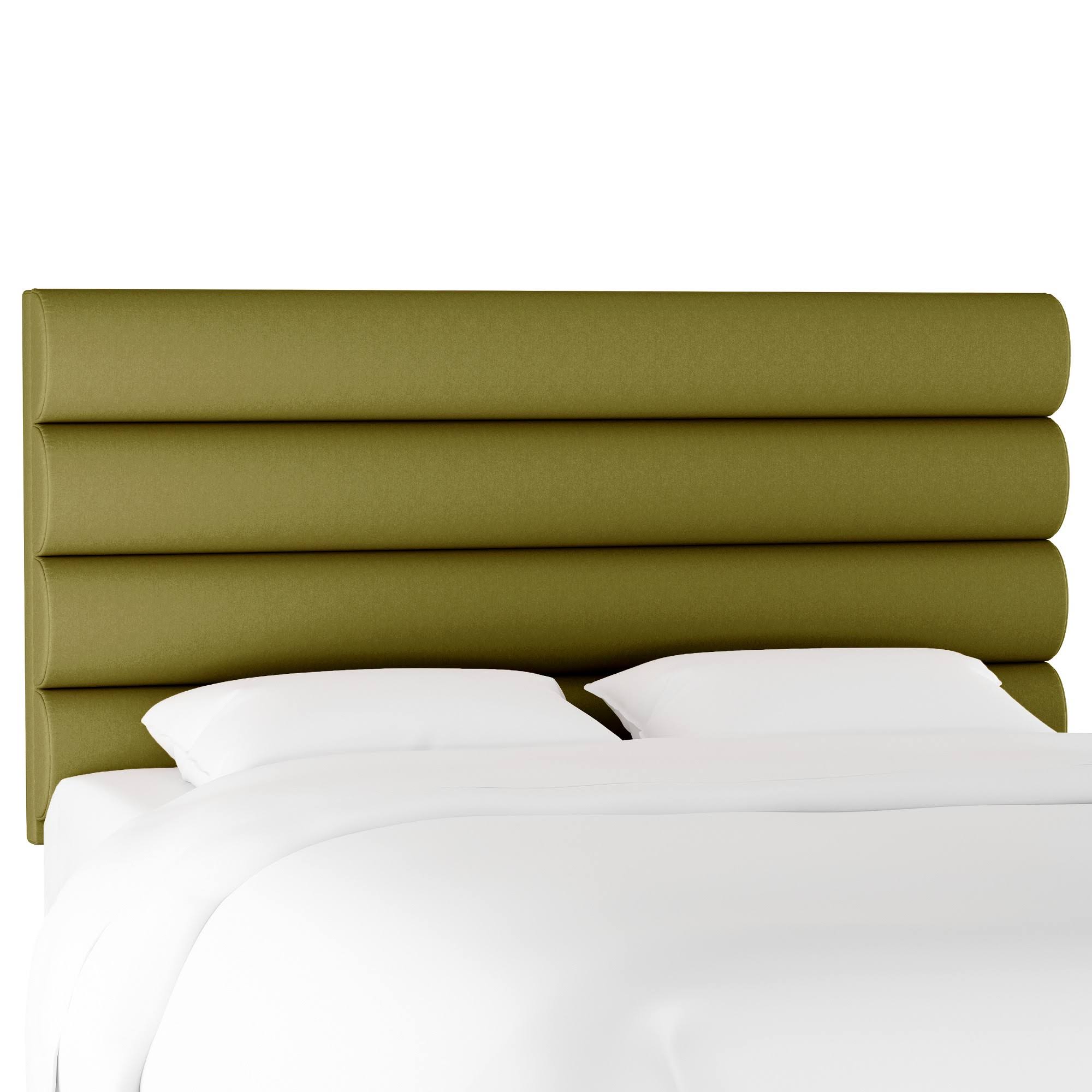 California King Horizontal Channel Headboard Green Velvet L43776