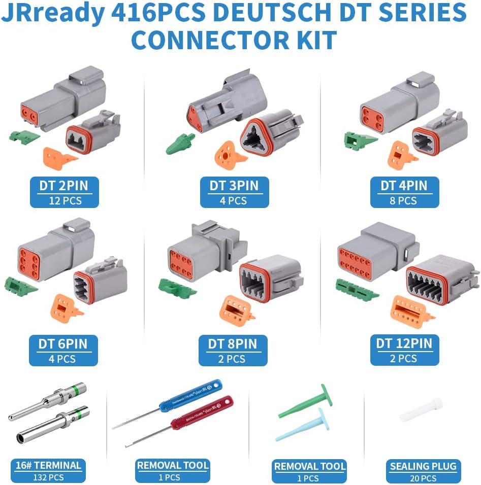 416PCS Waterproof Deutsch Connector Kit with Solid Contacts F646