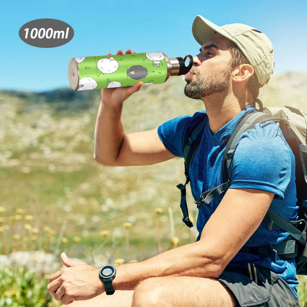 Green Stainless Steel Insulated Water Bottle with Straw Lid B592062