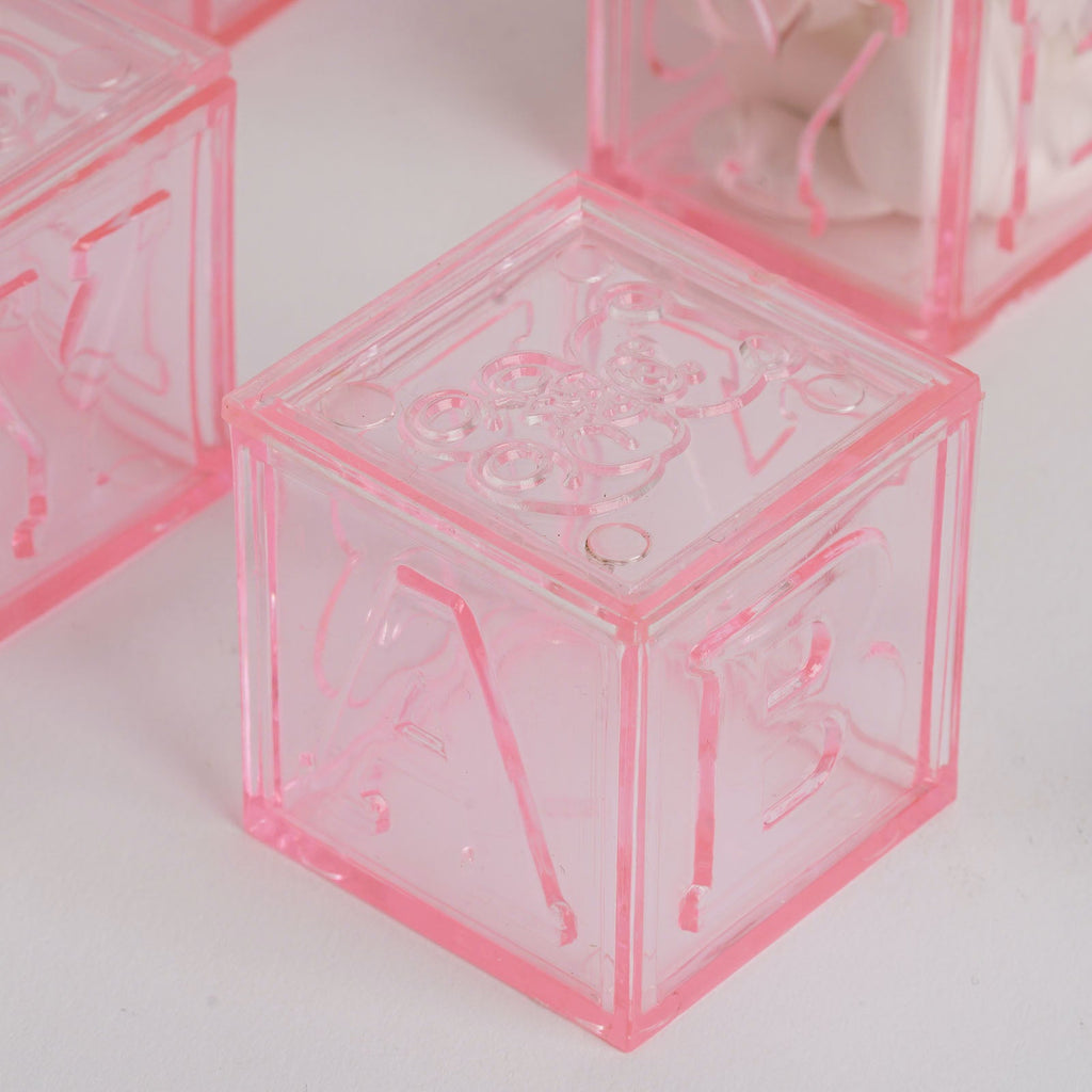 Pink Fillable Baby Blocks Party Favor Gift - 12/pk T940