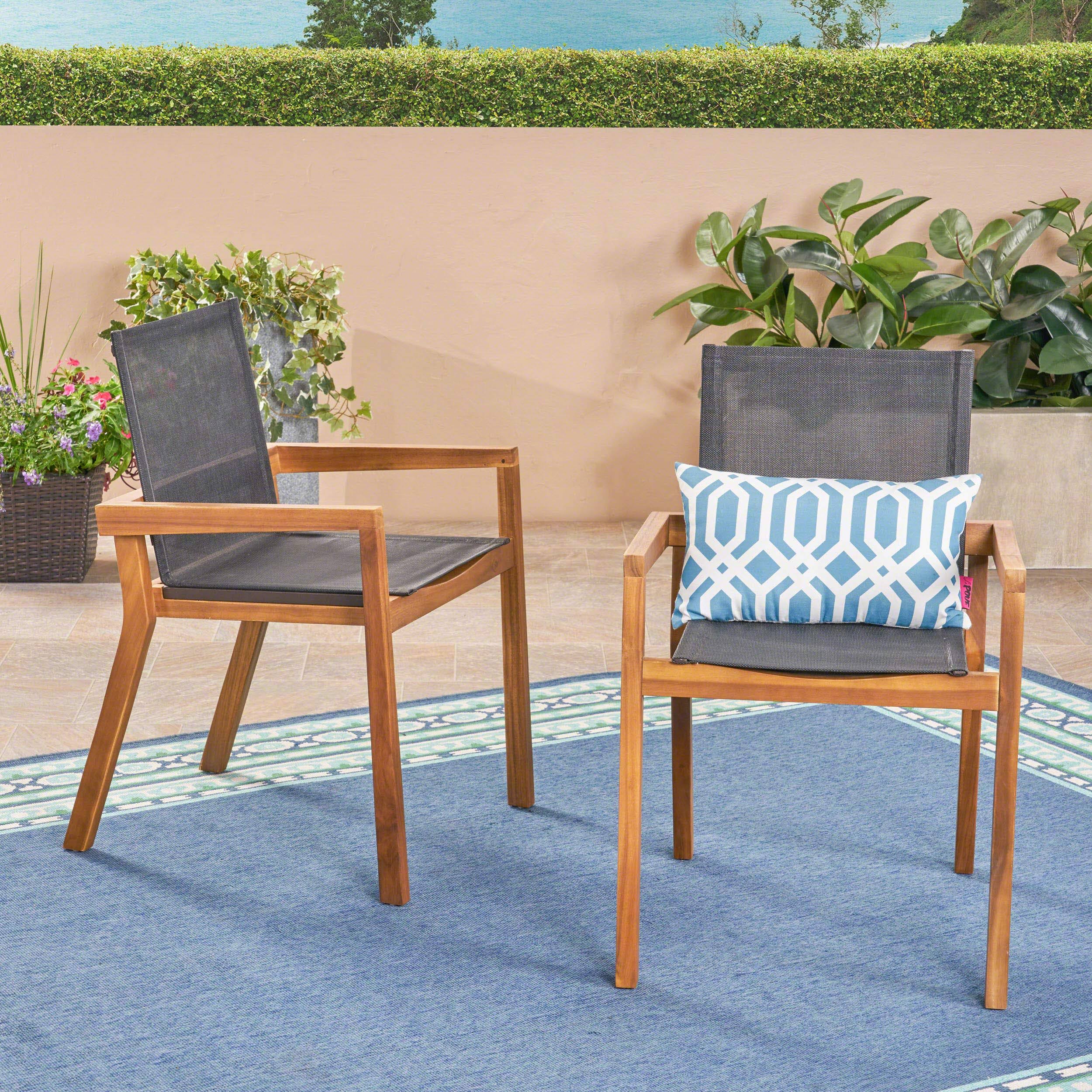Acacia Wood and Mesh Dining Chairs (Set of 2) P2413