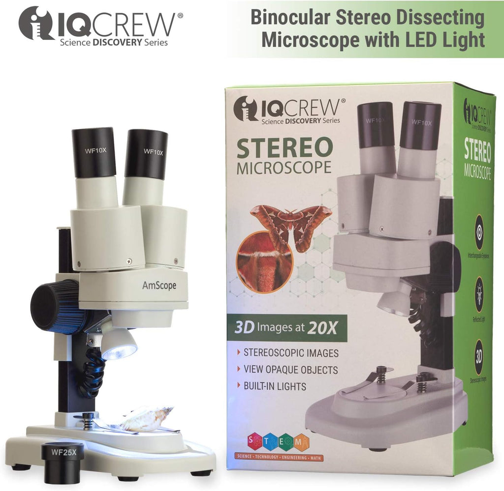 Portable Binocular Stereo Microscope, 20X and 40X Magnification, LED Light Source I50405
