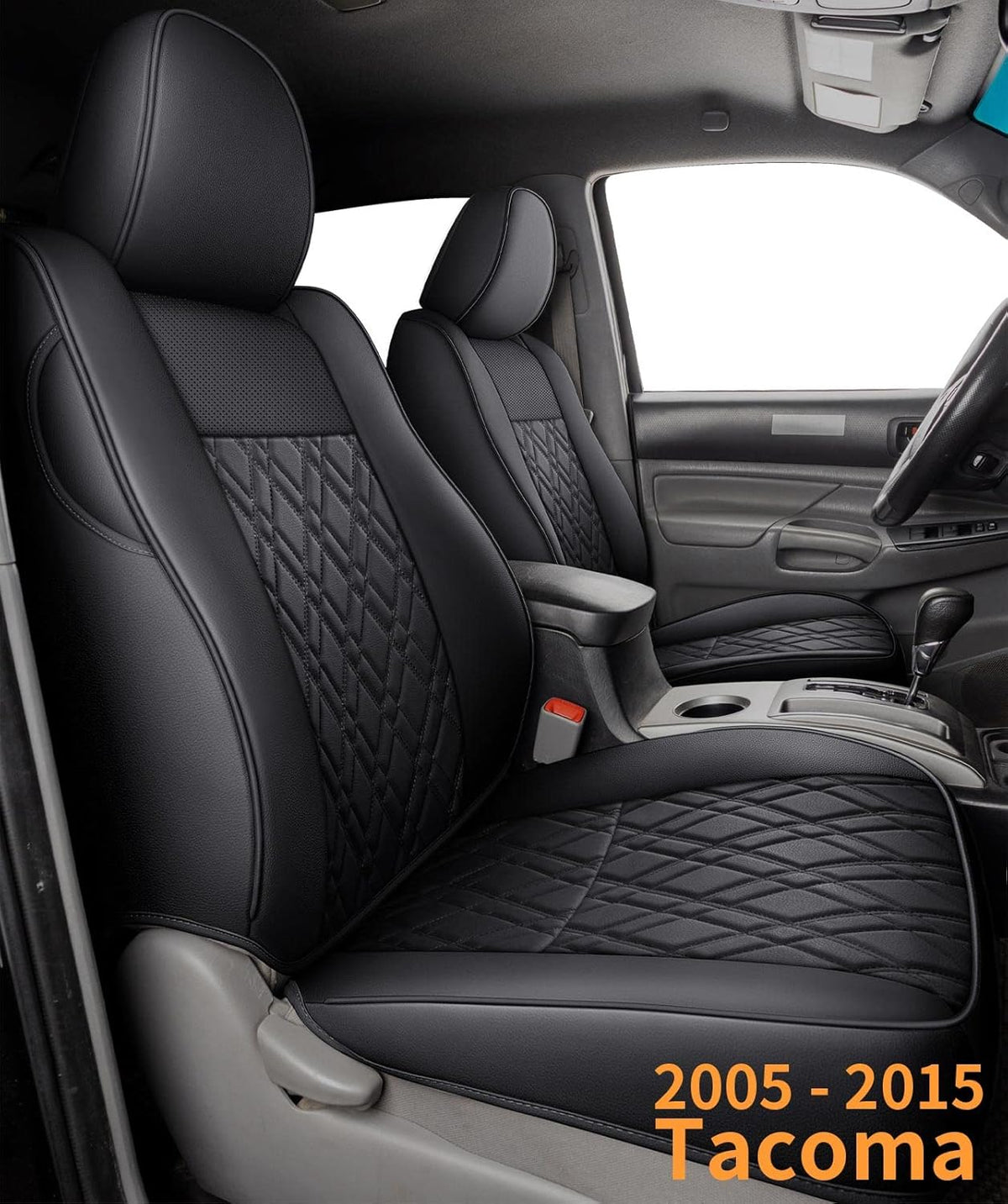 Black Water Proof Faux Leather Rear Seat Covers K757791
