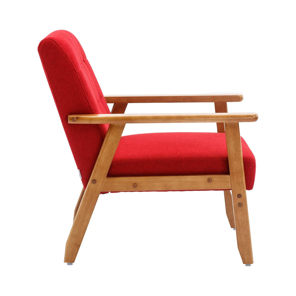 Accent Chairs Set of 2 with Side Table, Wood and Fabric Armchairs J17786