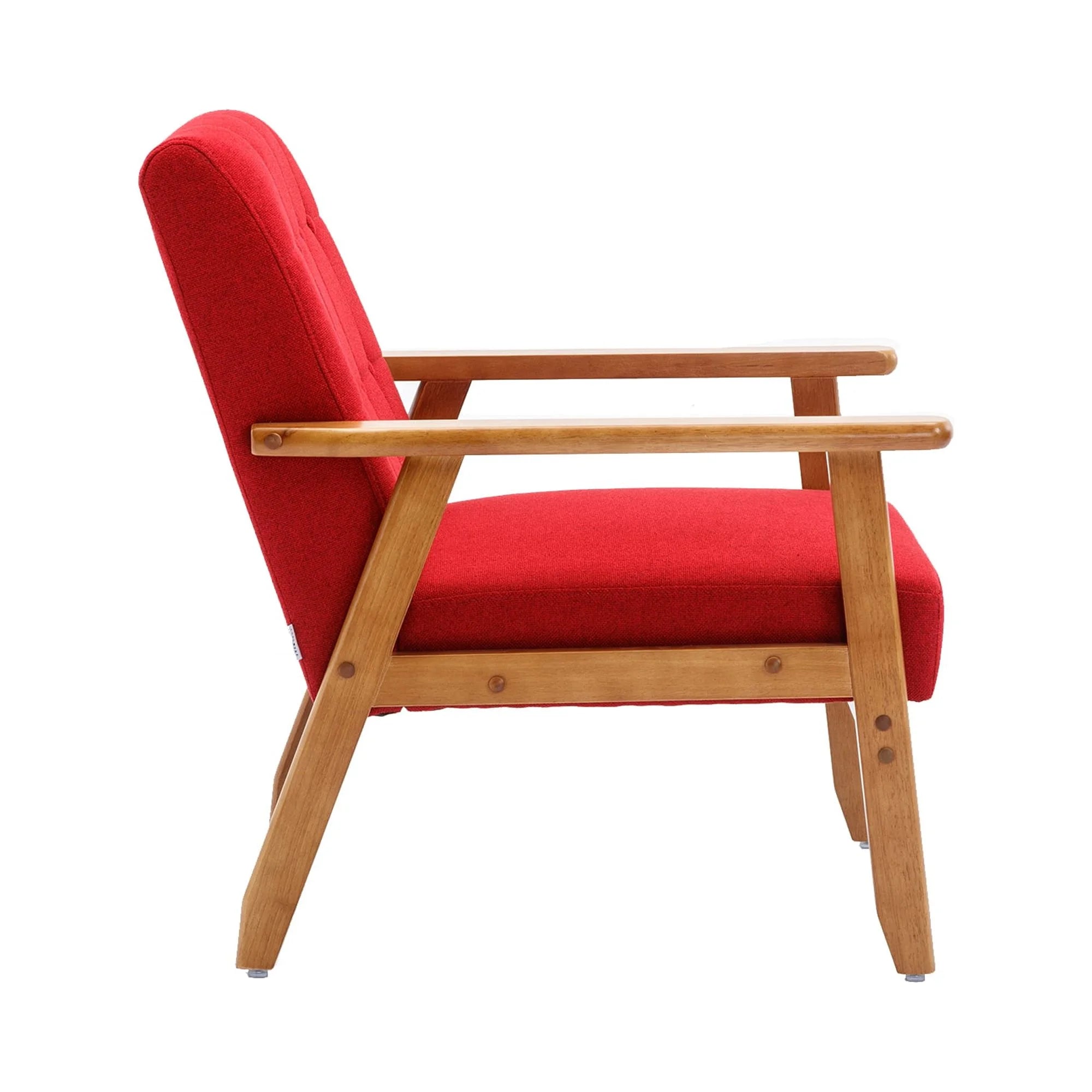 Accent Chairs Set of 2 with Side Table, Wood and Fabric Armchairs J17786