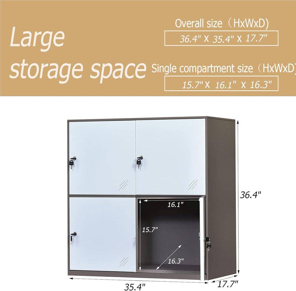 White Metal Storage Cabinet with Doors and Lock I858297