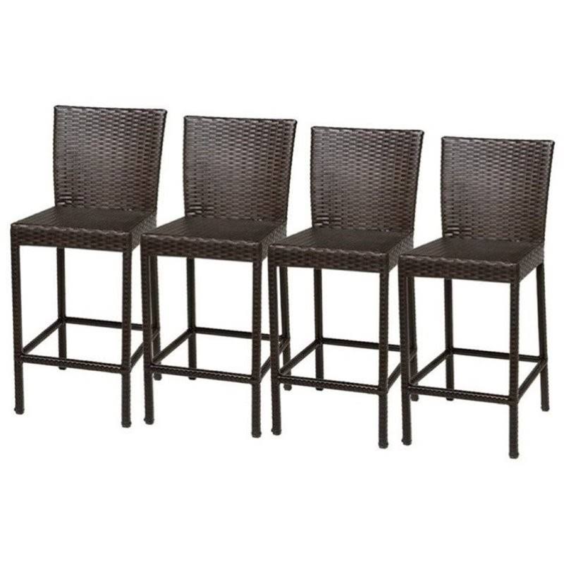 Wicker Patio Bar Stool in Espresso (Set of 4) T612342