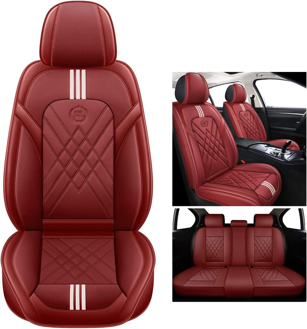 Black & Red Faux Leather Universal Car Seat Covers W3152