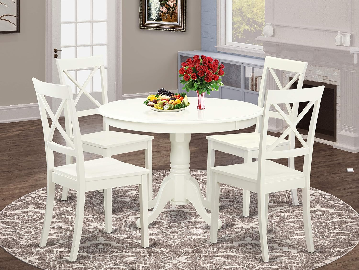 5-Pc Solid Wood Kitchen Table and 4 Chairs Set Cappuccino Finish W872