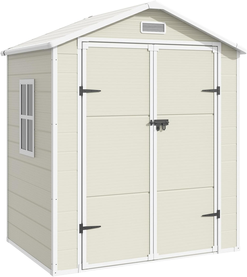 6x4.5 FT Resin Storage Shed with Floor and Lockable Door E232