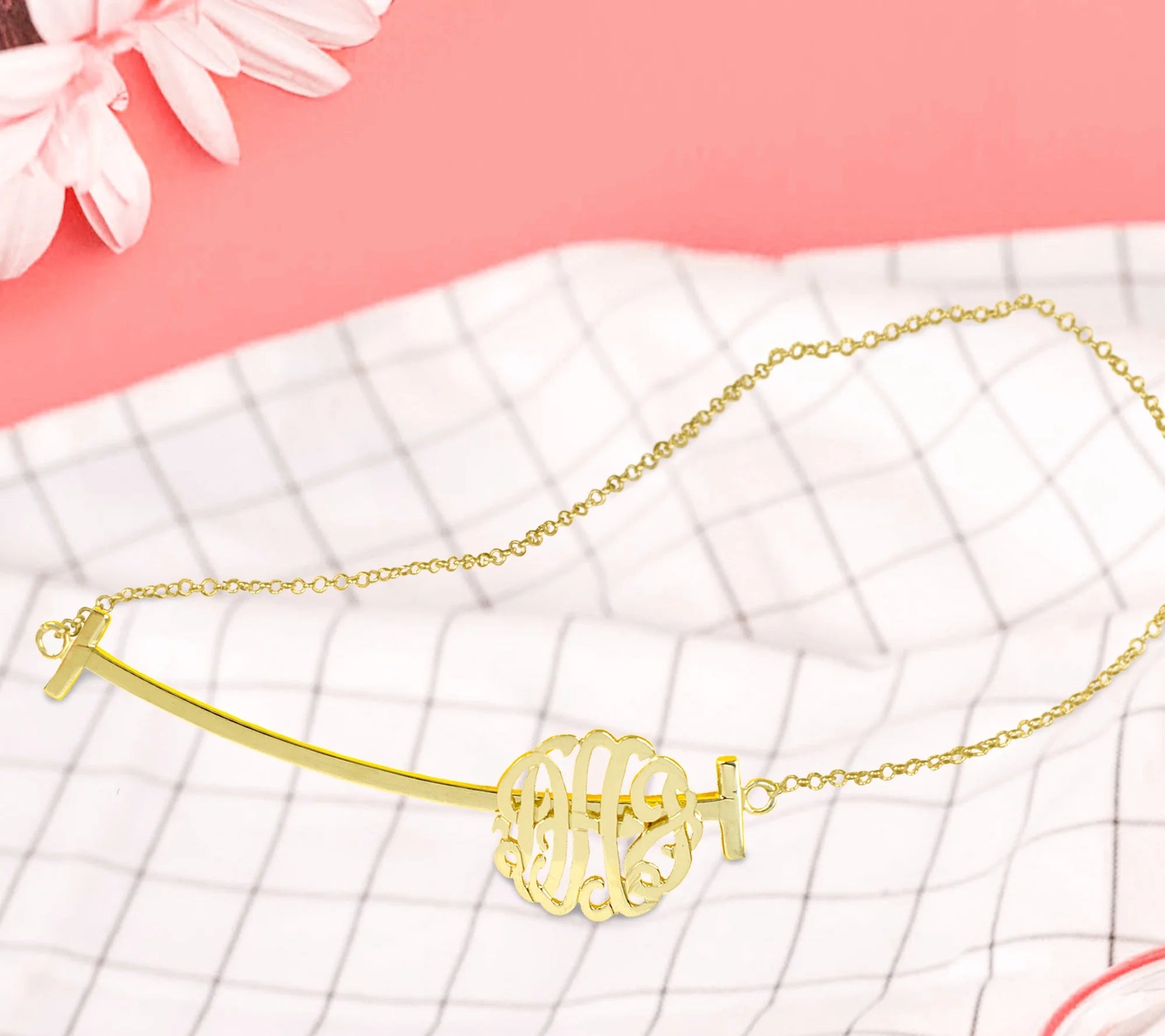 Sliding Monogram Bar Necklace Sterling Silver J488119