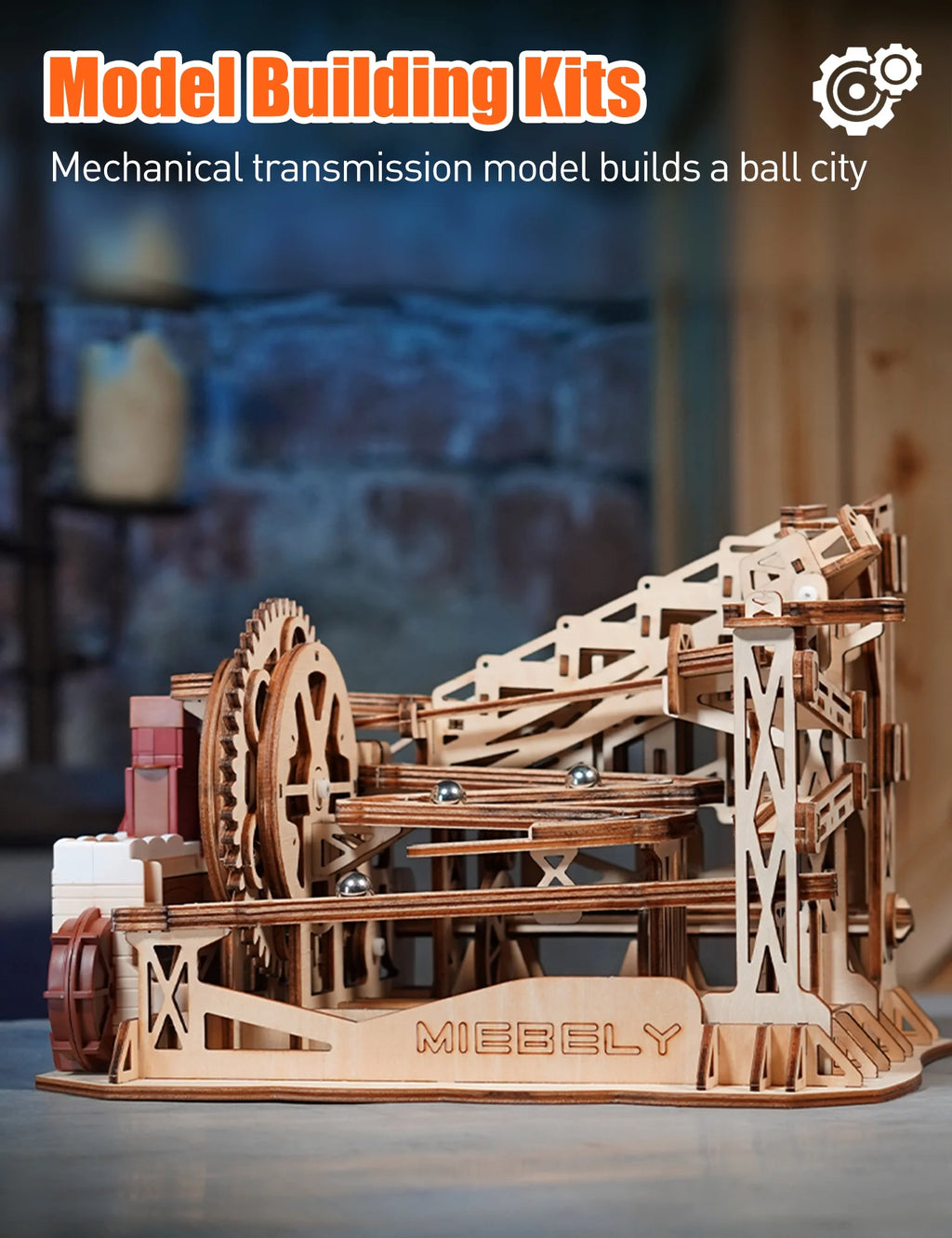 3D Wooden Puzzles Marble Run Model Building Kits with Motor V8921
