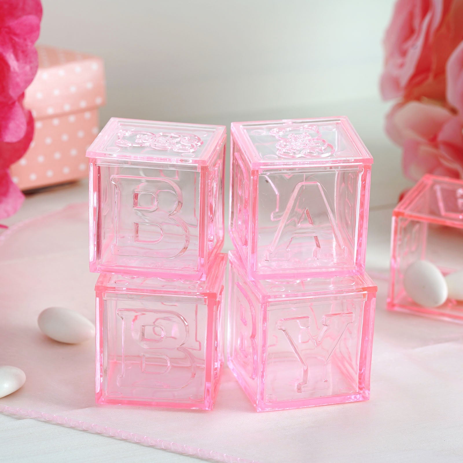 Pink Fillable Baby Blocks Party Favor Gift - 12/pk T940