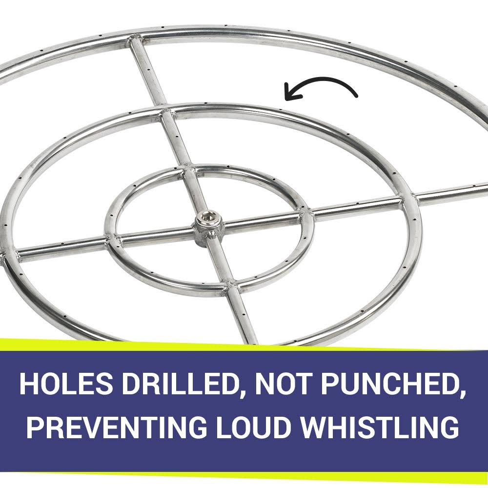 30x22 Triple-Ring Stainless Steel Fire Pit Ring Burner P16739