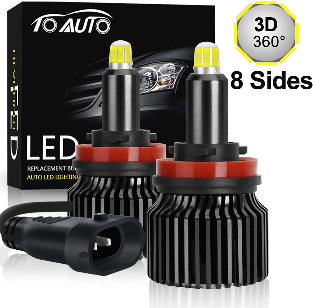 H1 LED Headlight Bulbs 60W 8 Sides CSP Chips 360 Degree 6000K 12000LM Conversion Kit Pack of 2 K423