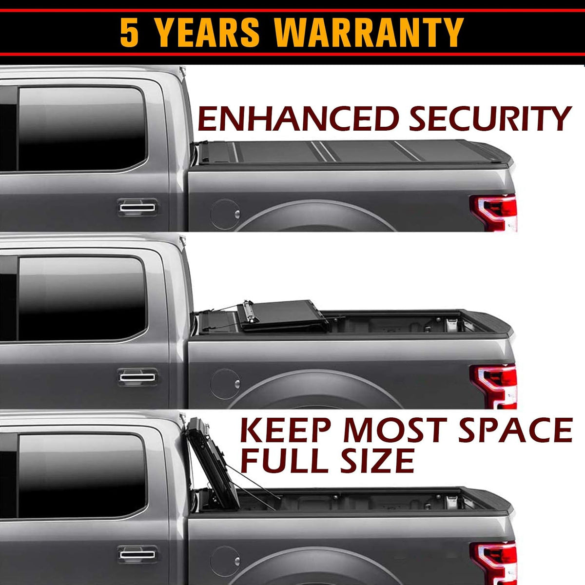 Fiberglass Hard Folding Waterproof Tonneau Cover for Ram 1500 2500 3500 5' 7" Bed L657