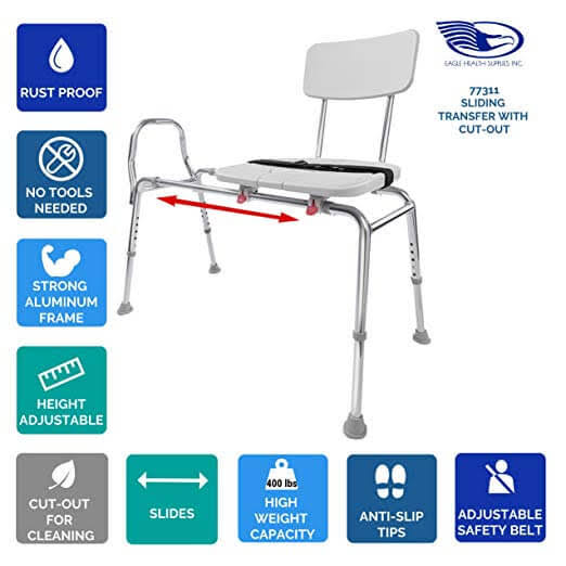 Sliding Transfer Bench with Cut-Out Swivel Seat S212362