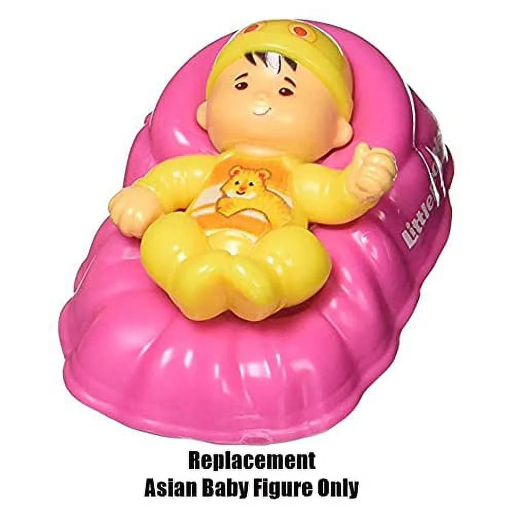 Replacement Asian Baby Figure with Pink Basket and Yellow Outfit I1419