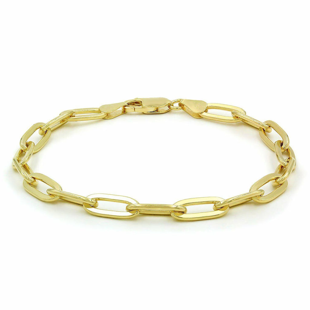 14k Yellow Gold 6mm Paperclip Chain Bracelet Y105