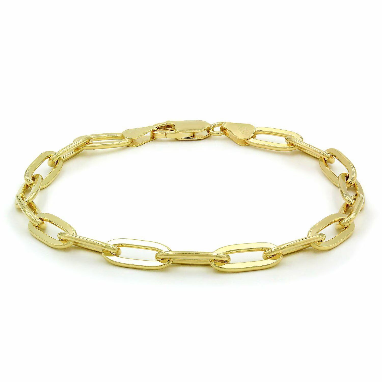 14k Yellow Gold 6mm Paperclip Chain Bracelet Y105