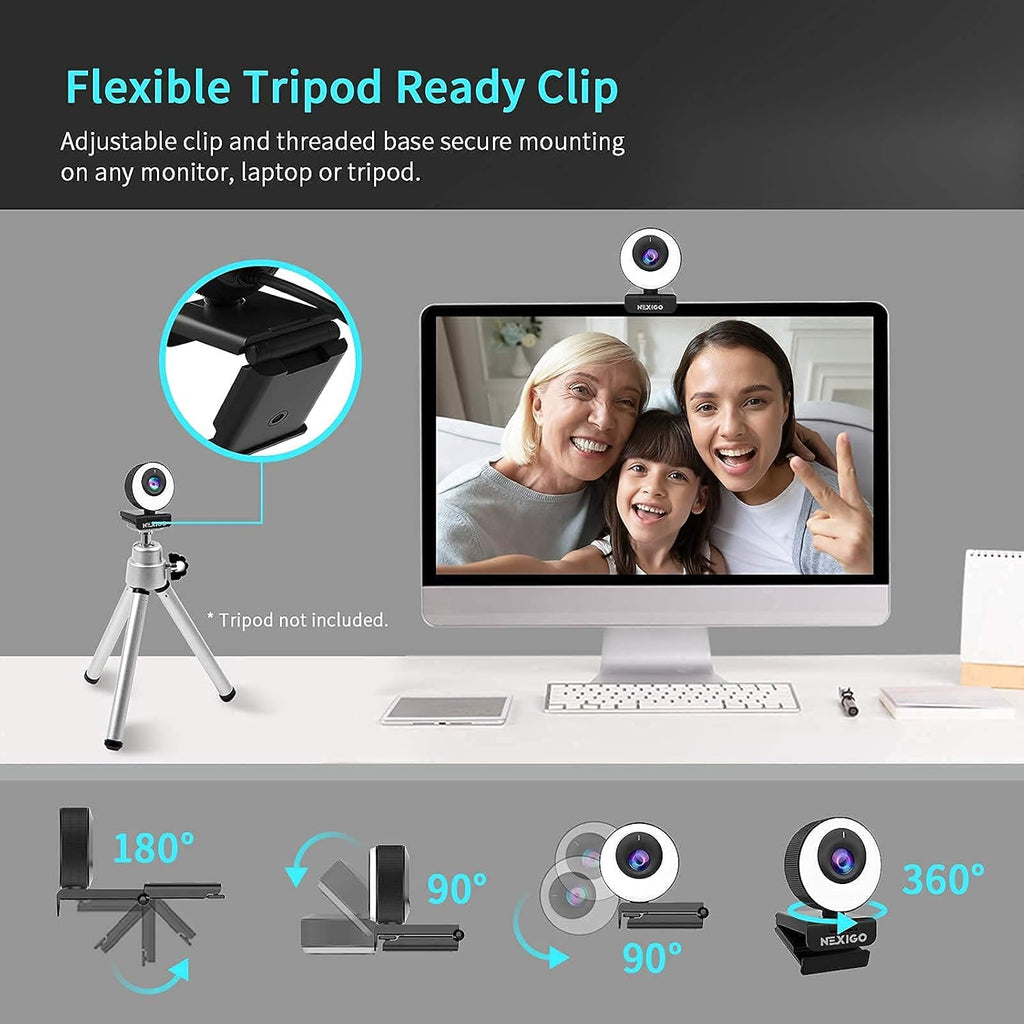 1080P FHD ePTZ Webcam with Ring Light and Privacy Cover R76765
