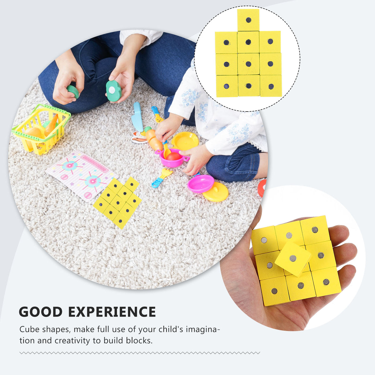 10pcs Wooden Magnetic Cubic Blocks Building Toy Q235