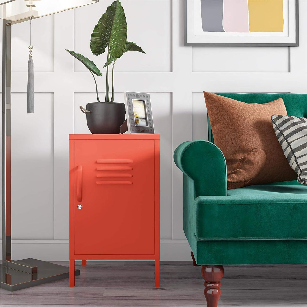 Orange Metal Locker End Table I8904