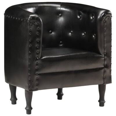Genuine Leather Barrel Chair V7173