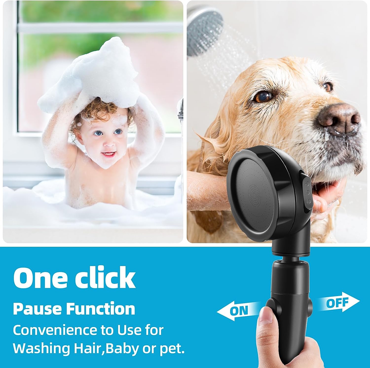 High Pressure 3-Settings Handheld Showerhead (Chrome) M5705