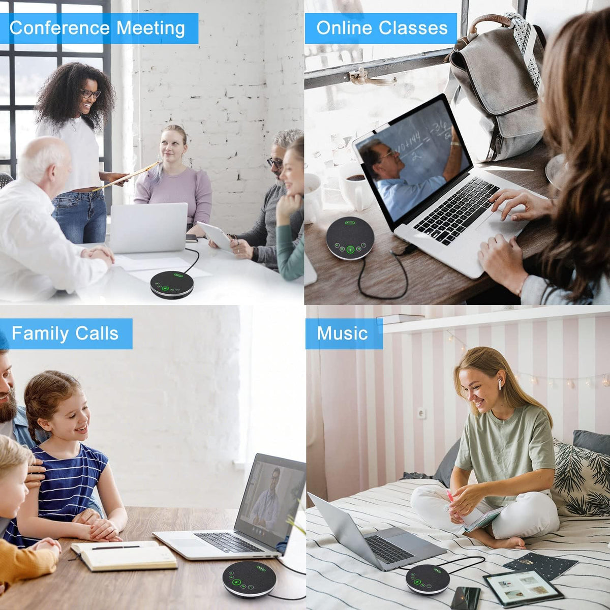 USB Speakerphone Conference Microphone with 4 AI Microphones Noise Cancellation A739