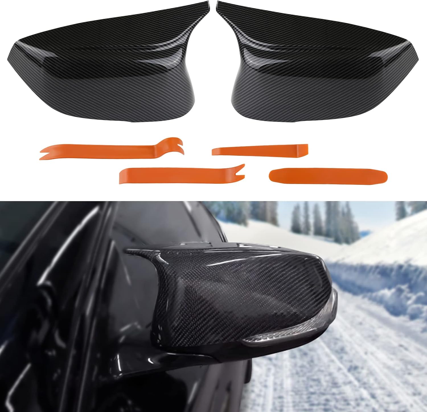 Carbon Fiber Side Door Mirror Cover Cap 2PCS Z183