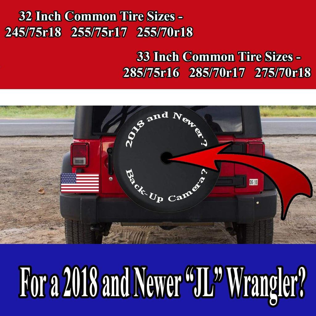 Black 32 in Spare Tire Cover with Backup Camera Hole U3472