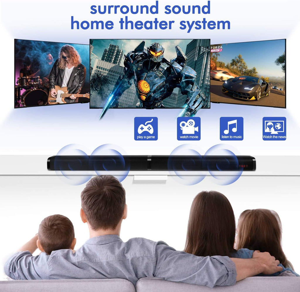 2 in 1 Home Theater Surround Sound System Soundbar Speaker with 4 Driver Speakers, Wall Mountable, Pack of 2 E967