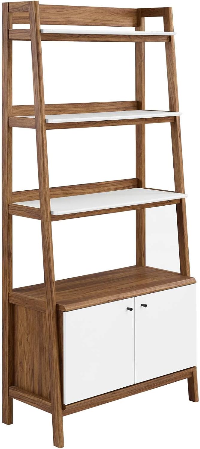 Walnut White Bookshelf Display Case X9595
