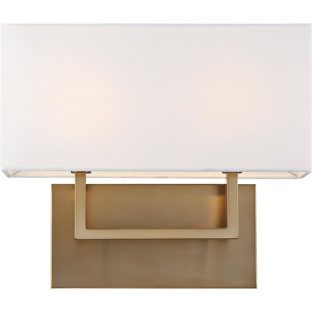 Burnished Brass / White 2 Light Vanity Wall Light E813