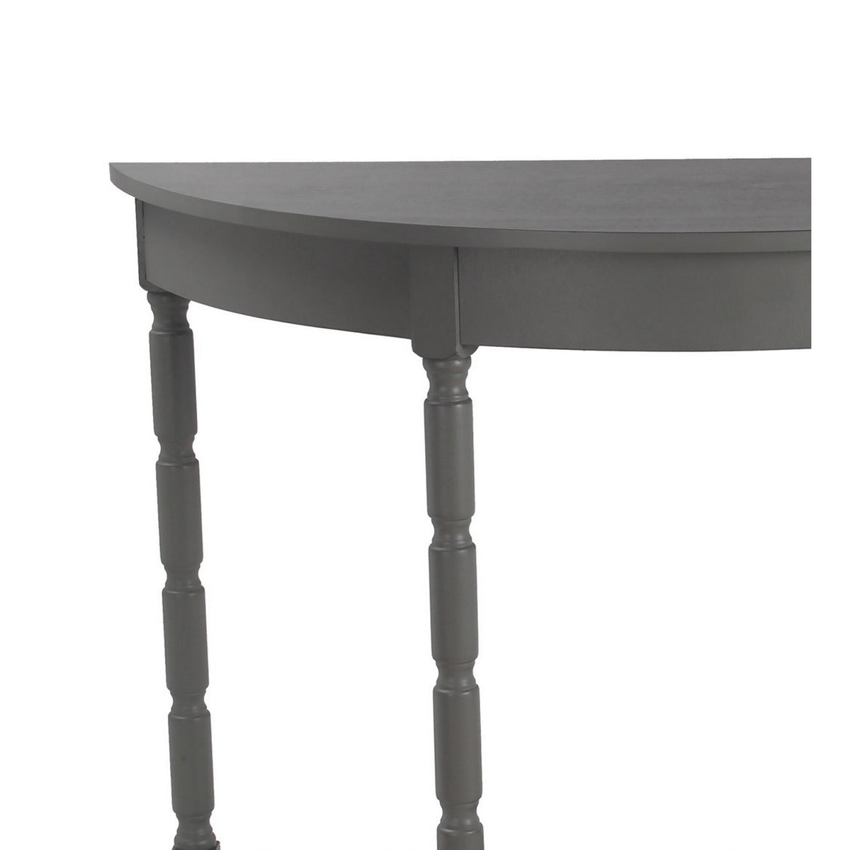 Light Gray Wooden Console Table with Open Shelf and Turned Legs P9924