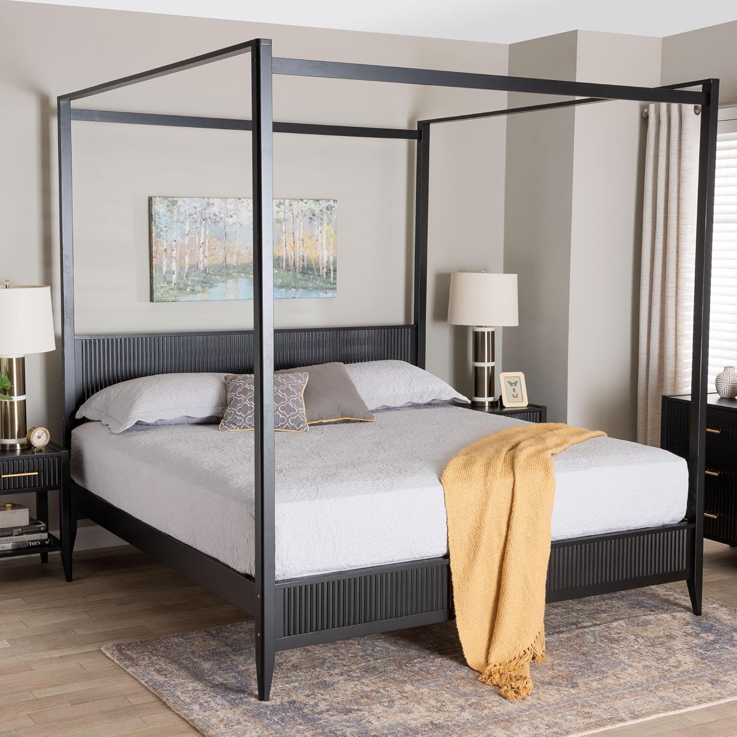 Black King Wood Canopy Bed X2157
