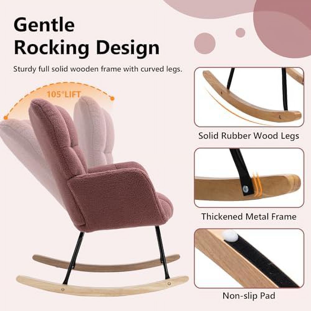 Grey Velvet Upholstered Nursery Rocking Chair O639756