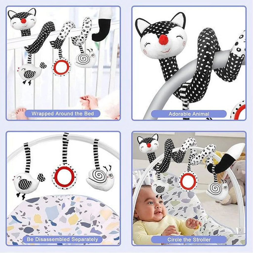 Black and White Hanging Rattle Baby Carriage Toys A8172