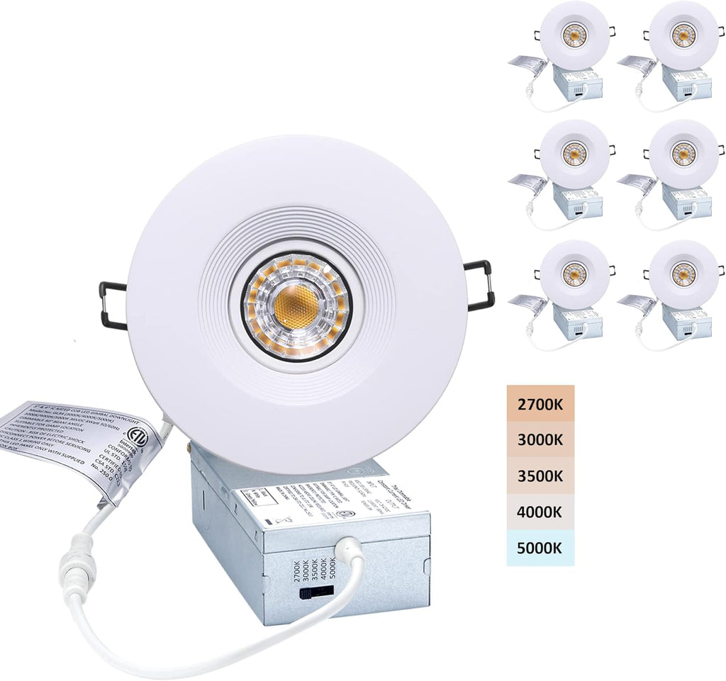 6 Pack Dimmable Recessed Gimbal Downlight with Junction Box H844834