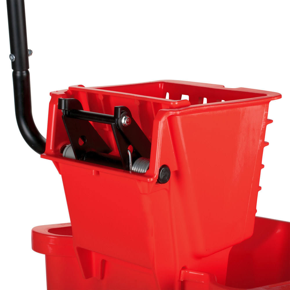 Red Splash Guard Mop Bucket with Side-Press Wringer Y202