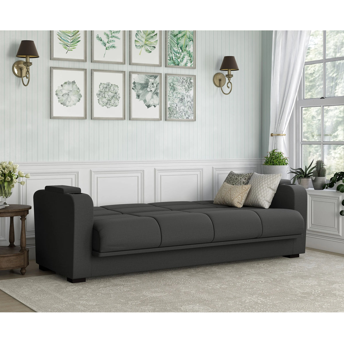 Gray Microfiber Storage Arm Convert-a-Couch U654677