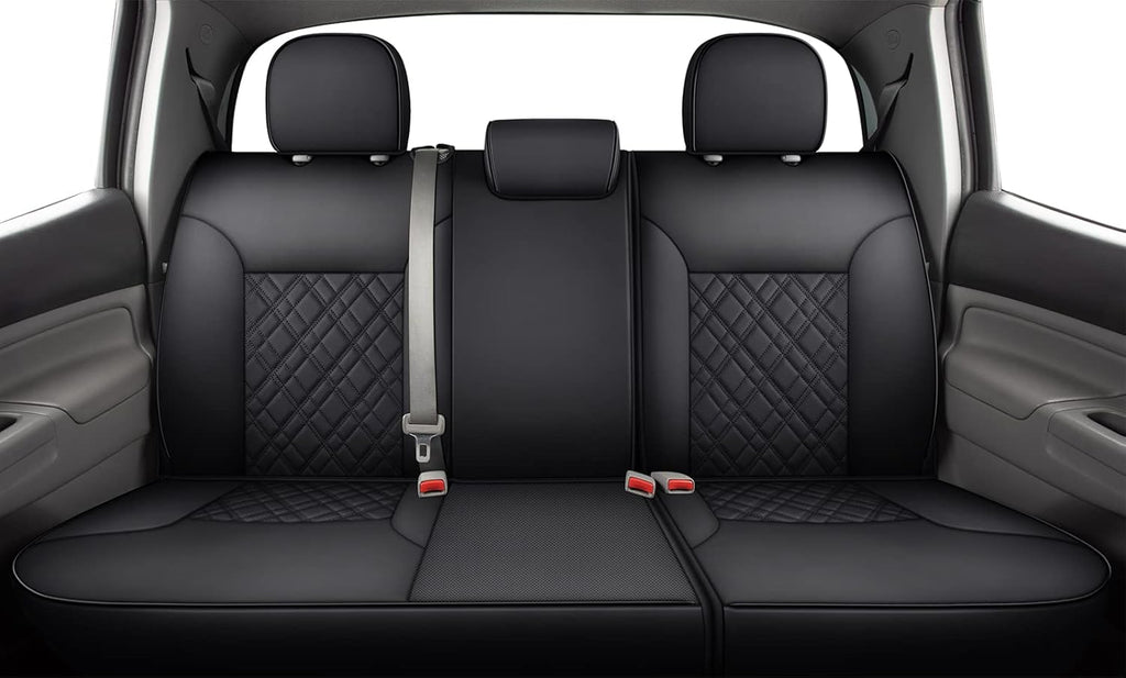 Black Water Proof Faux Leather Rear Seat Covers K757791