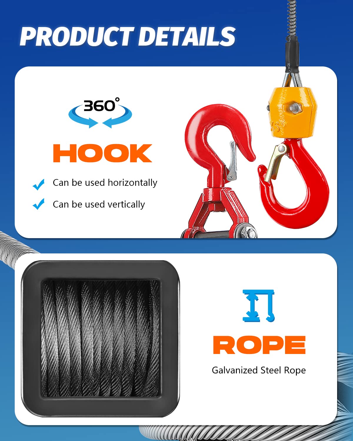 3 in 1 Electric Hoist Winch 220lb, 16ft/min, 82ft Portable Power Electric Lift with Sling Strap H770537
