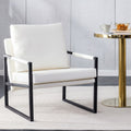 White PU Leather Upholstered Armchair with Metal Frame S15188