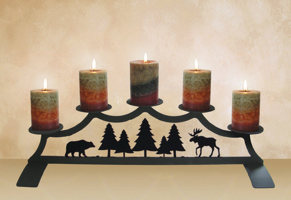 Pinecone Fireplace Pillar Candle Holder O972